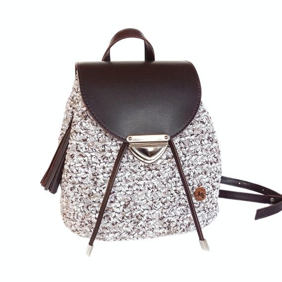 Crochet Boho Backpack Purse: Handmade T-Shirt...