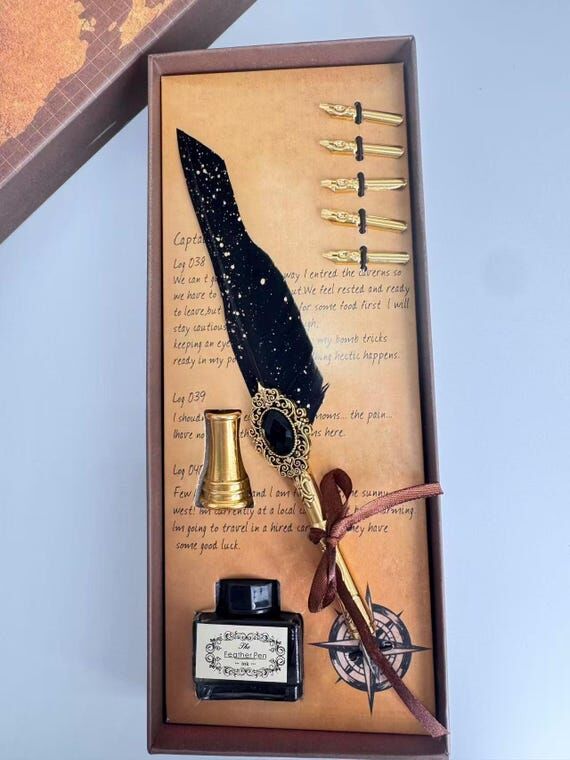 Handmade Harry Potter Quill Pen Set - Real Fe...