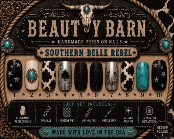 Southern Belle Rebel Press On Nails | Western...