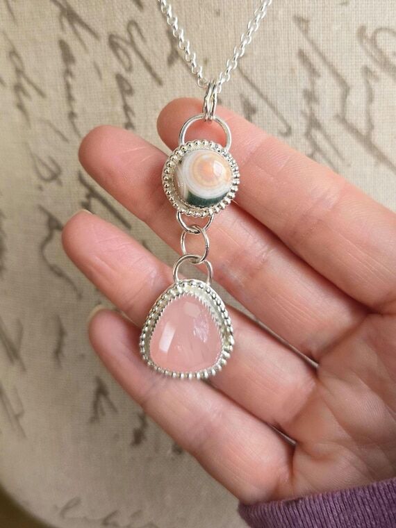 Handmade Sterling Silver Ocean Jasper & Rose ...