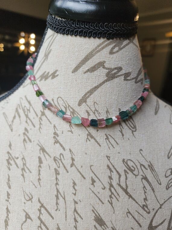 Multi Tourmaline Faceted Nugget Sterling Silv...
