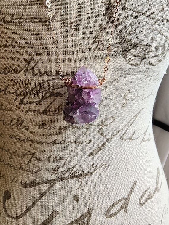Purple Fluorite and Rose Gold Plated Necklace...
