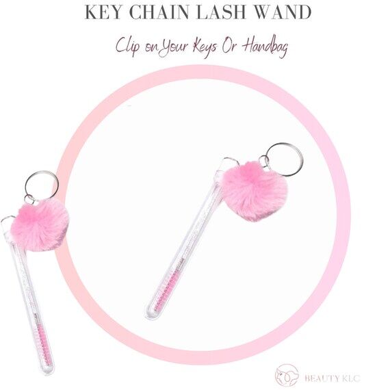 Pink pom Pom key chain lash wand/ Special Gif...
