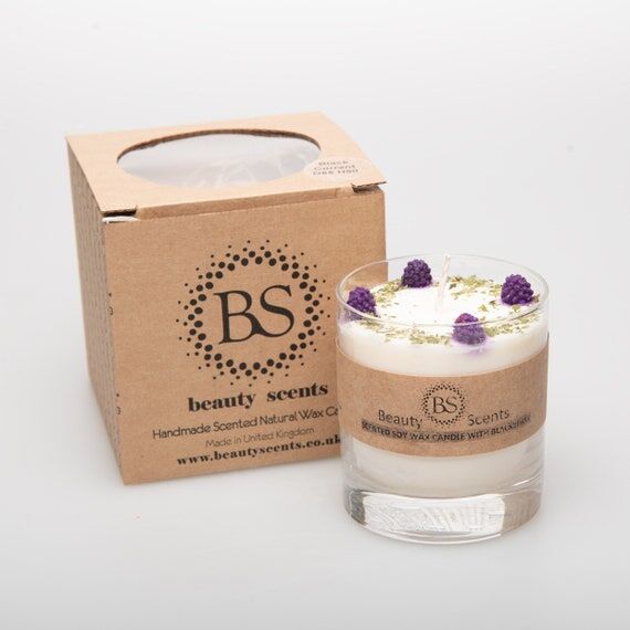 Large Candle With Blackberry in Glass Contain...