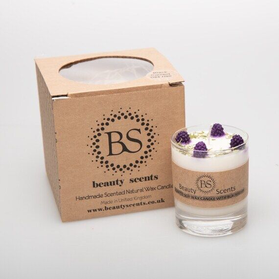 Small Candle With Blackberry in Glass Contain...