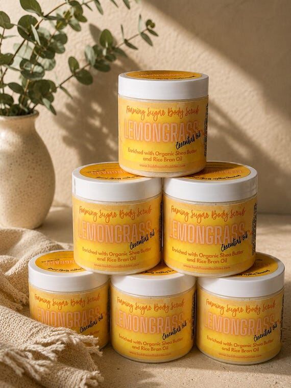 Handmade Lemongrass Foaming Sugar Scrub | She...