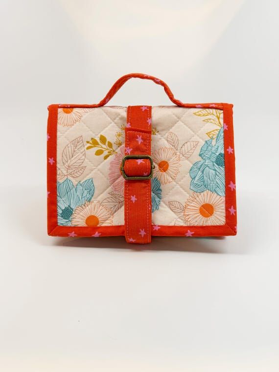 Quilted Travel Organizer Roll | Floral Fabric...