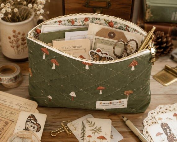 Mushroom Meadow Junk Journal Supply Pouch | Q...