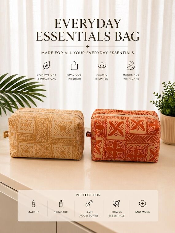 Everyday Makeup Bag Pacific Island Inspired |...