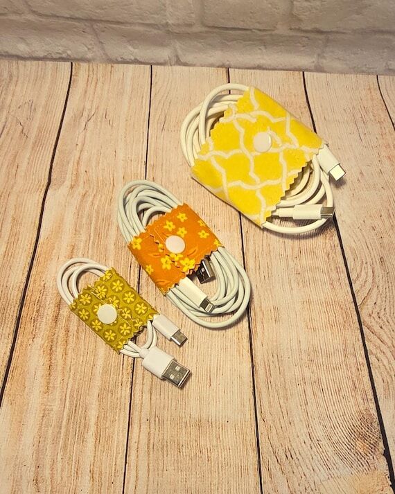 Cord Keepers: Handmade Set of 3 Yellow Cotton...