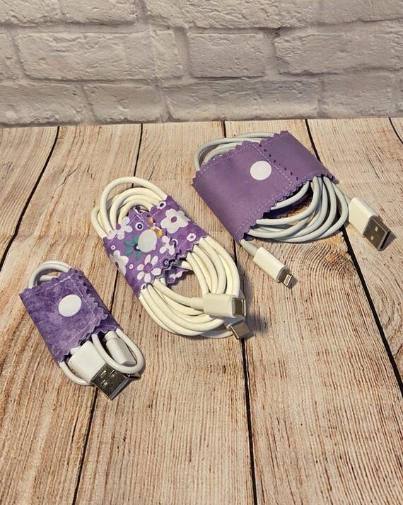 Cotton Cord Keepers: Set of 3 Purple Cable Or...