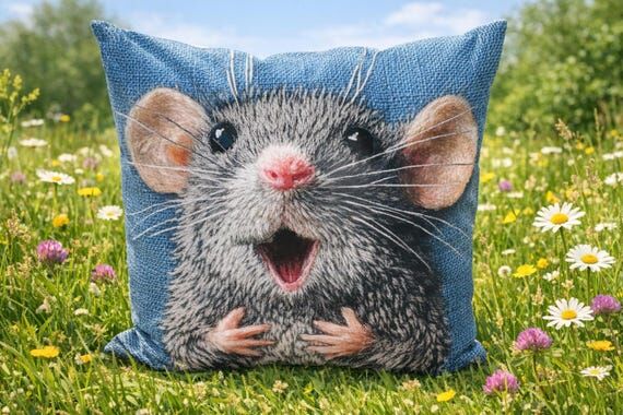 Stunning Mouse Cushion with a cheeky face...