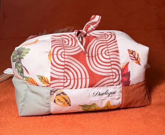 Handmade Autumn Patchwork Makeup Bag, Pumkins...