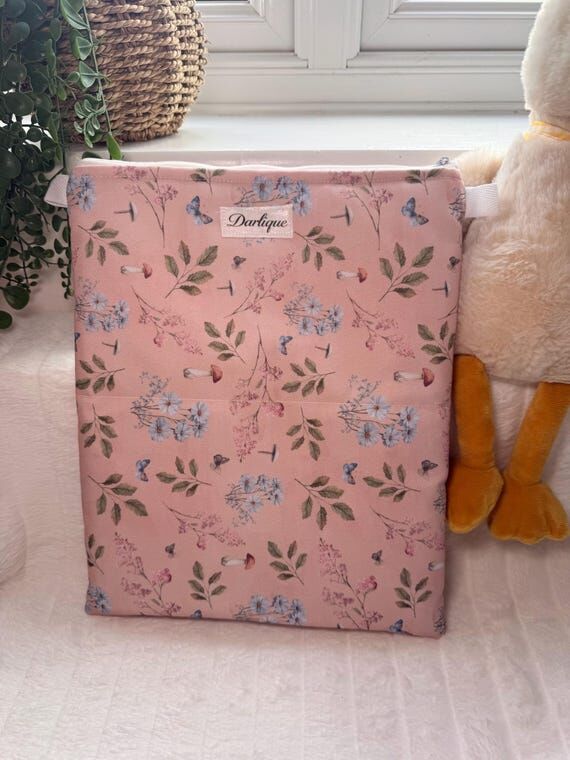 Cute pink floral Baby Nappy Pouch, Handmade W...