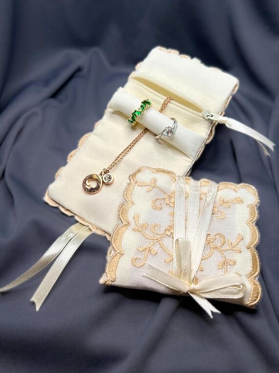 Handmade Embroidered Piña Fiber Jewelry Pouc...