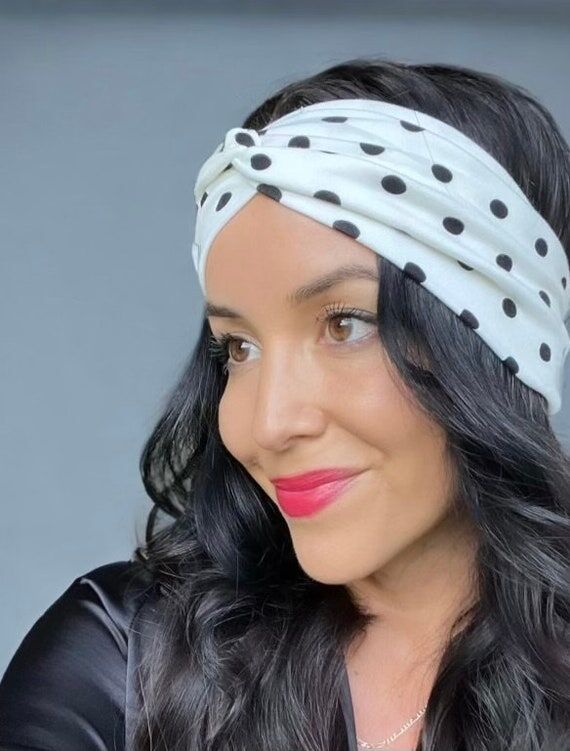 Polka Dot Twist Headband: Wide Stretchy Headb...