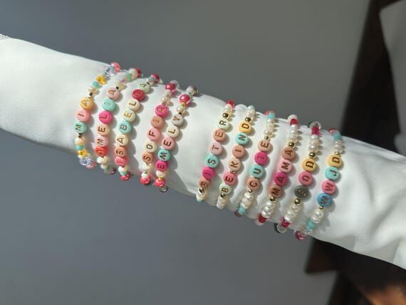 Personalized Beaded Name Bracelet: Colorful L...