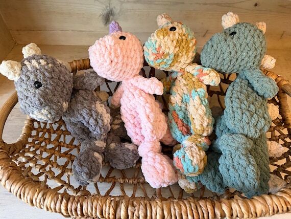 Crochet Dinosaur Snuggler | Handmade Plush Di...