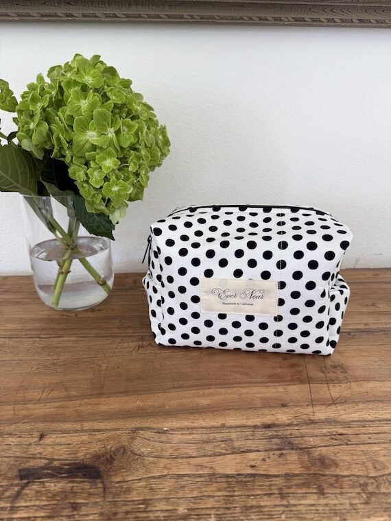 Polka Dot Quilted Makeup Bag – Ivory Dot | ...