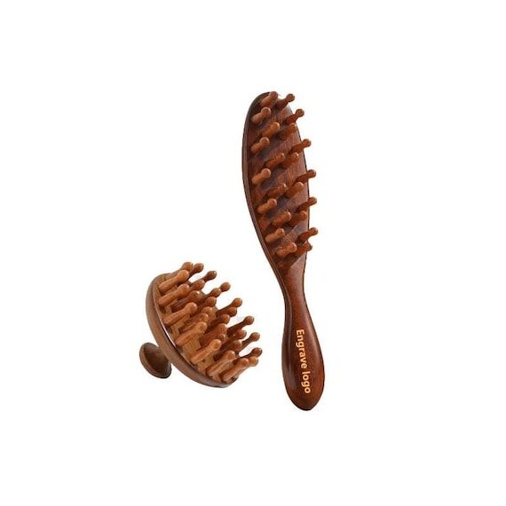 Personalized Sandalwood Comb: Engraved Logo, ...