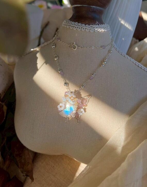 Moonstone Butterfly Pendant · Fairycore Neck...