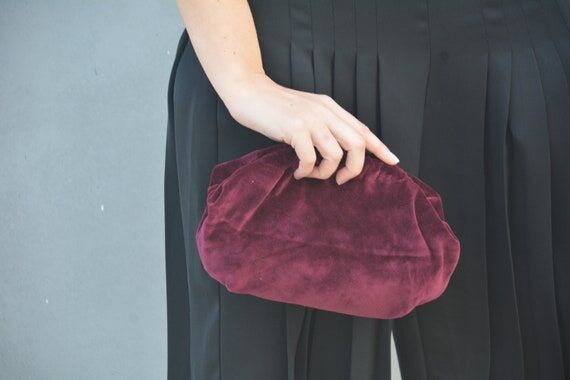 Burgundy Velvet Cloud Clutch: Small Evening P...
