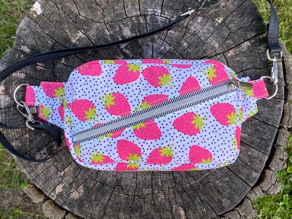 Strawberry Fanny Pack, Fruit Print Sling Bag,...