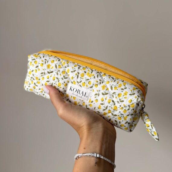 Floral Pencil Case Handmade Zipper Pouch Cute...
