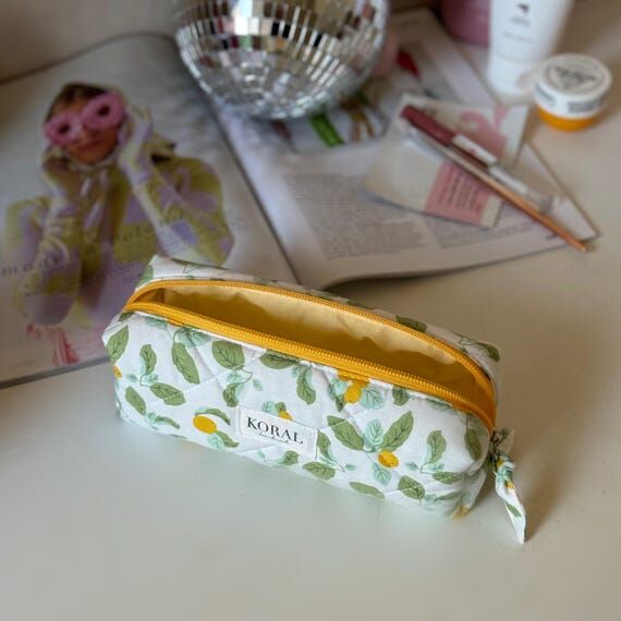Pensil Case with Lemon,Soft Quilted Organizer...