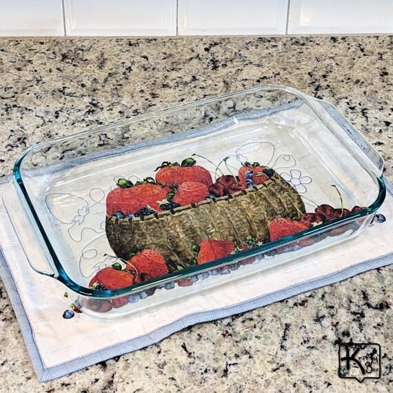 Casserole Hot Pad Strawberries Cherries Blue ...