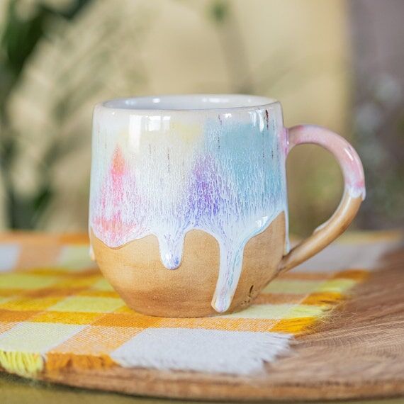 Colorful Glaze Stoneware Mug - Handcrafted Vi...