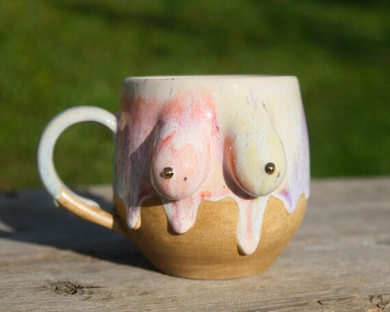 Handcrafted Boobs Mug: Feminist Stoneware Cof...