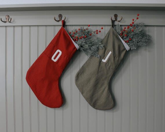 Personalized Christmas Stockings, Linen Stock...