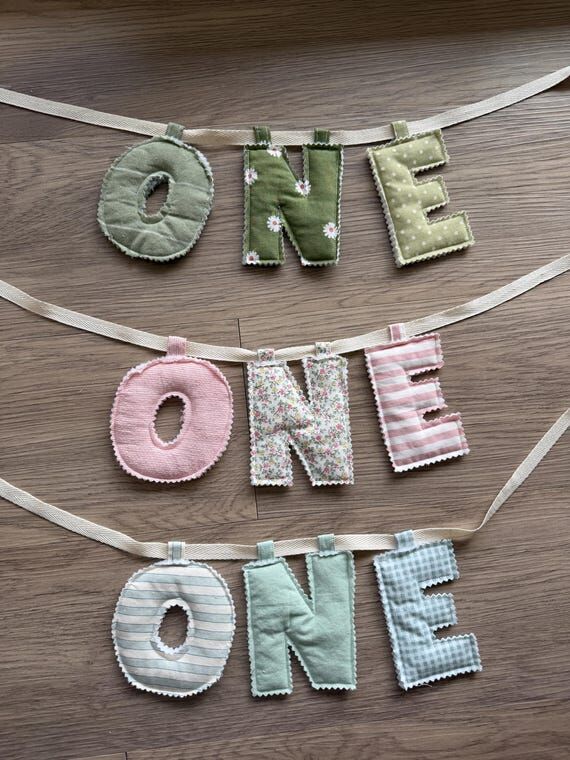 Fabric ONE Banner | First Birthday Cake Smash...