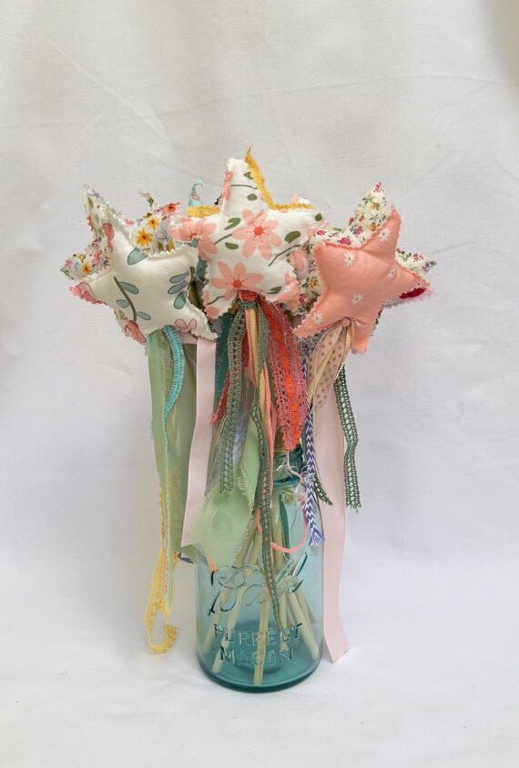 Floral Star Fabric Wand | Whimsical Fairy Toy...