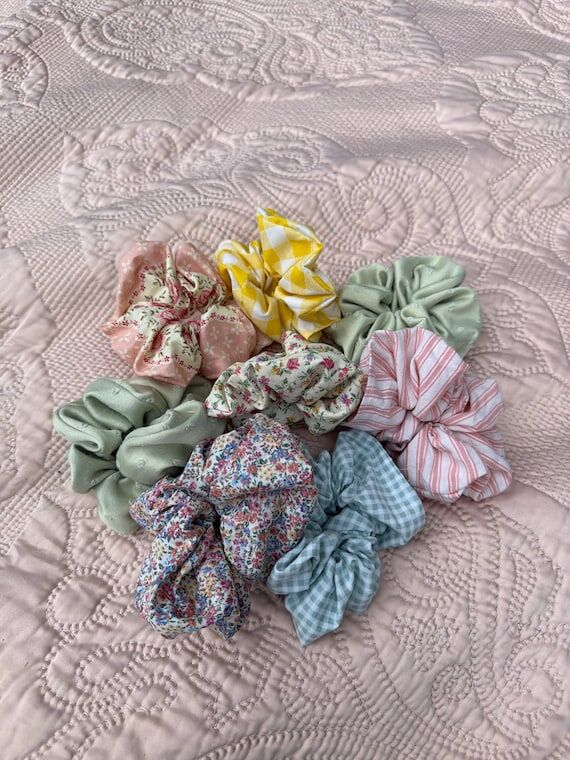 Floral Cotton Scrunchie | Soft Handmade Hair ...