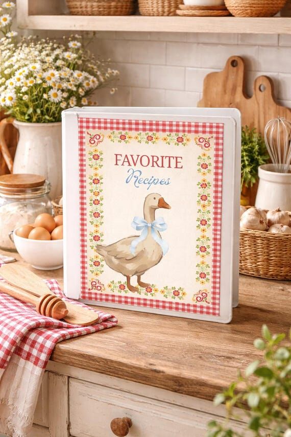 Country Goose Recipe Binder Cover, Cottage Ki...