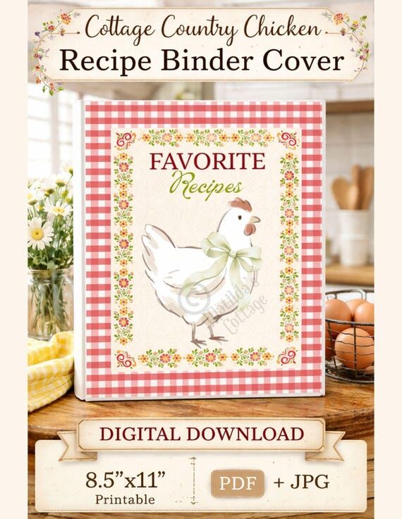 Country Chicken Recipe Binder Cover, Cottage ...