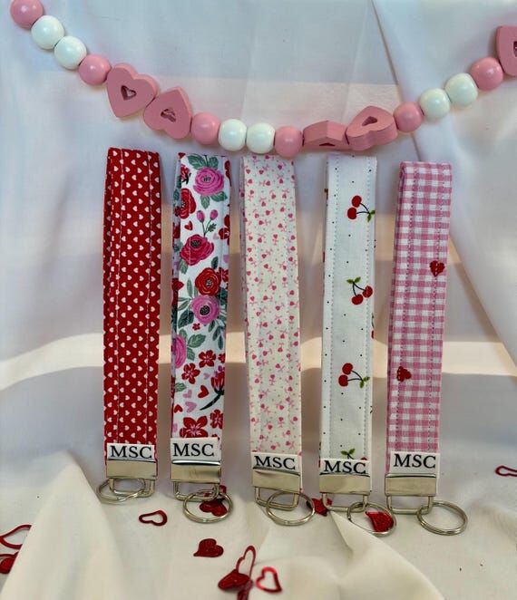 Floral Fabric Keychain Wristlet | Handmade Ke...