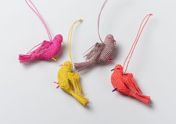 Jipijapa palm leaf Bird Ornaments for Home De...
