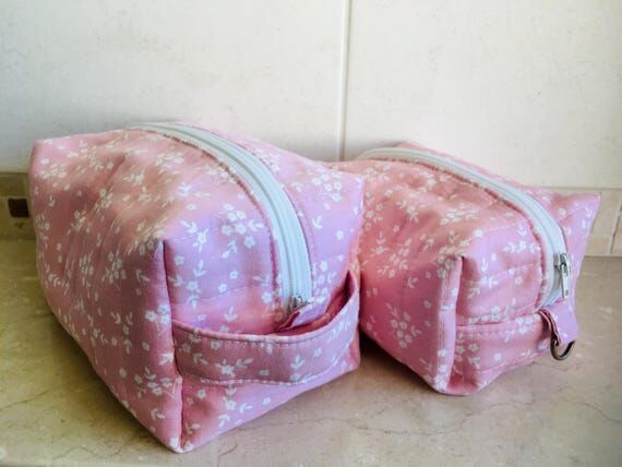 Floral Quilted Pouch Set: Handmade Makeup Org...