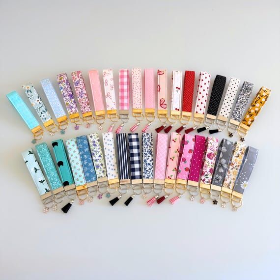Cute Wristlet Keychain, Gingham Keyfob, Aesth...