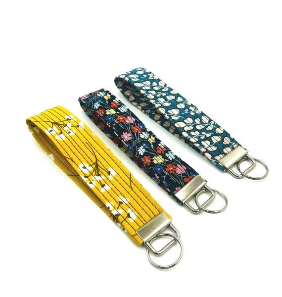 Fabric Key Fob Wristlet, Mustard Yellow, Blac...