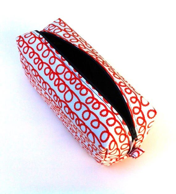 White Nautical Rope Pencil Case, Red Cosmetic...