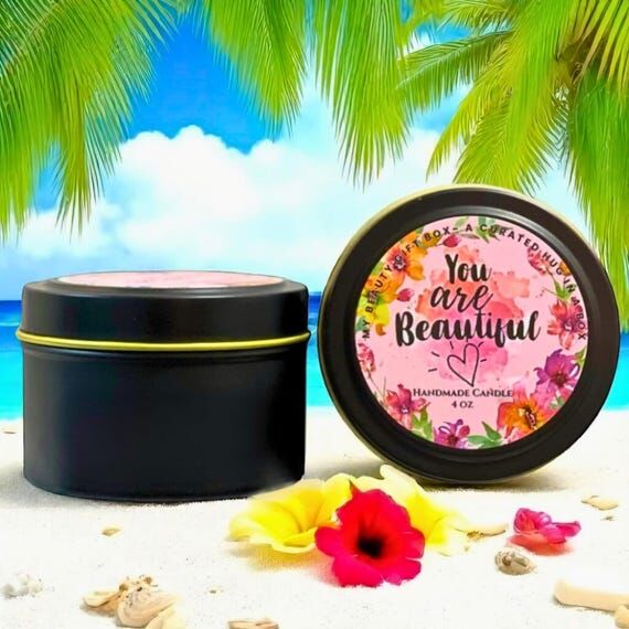 You Are Beautiful Floral Scented Handmade Can...