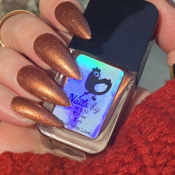 The Compass- Copper Orange Handmade Nail Poli...
