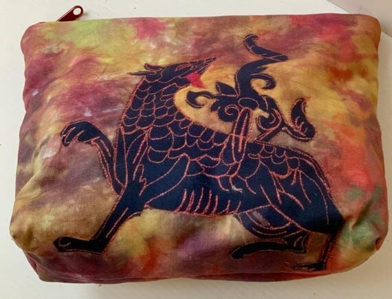 Maeshowe Dragon Zip Bag, Handmade art pouch ....