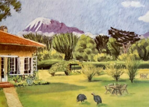 Kilimanjaro from Marangu Hotel art card...