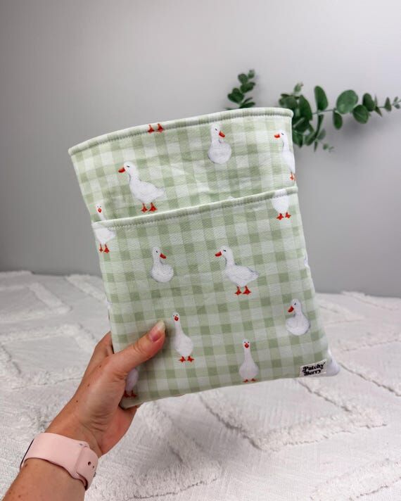 Goose Gingham Book Sleeve | Padded Kindle Pro...