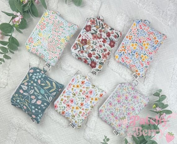 Floral Mini Keychain Wallet | Quilted Cotton ...
